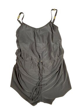 Beyond Control Blouson Romper Swimsuit Sz 8 Adjustable Straps Drawstring Waist